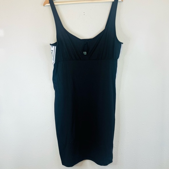 BEBE Logo Side Band Black Mini Tank Dress Sz:L,XL NWT - Picture 3 of 8